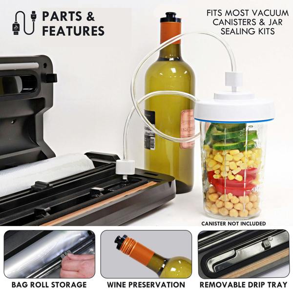 Kenmore Automatic Vacuum Sealer Food Sealing Machine with 7 Preset Modes for Sous Vide & Dry/Moist Foods (Black)
