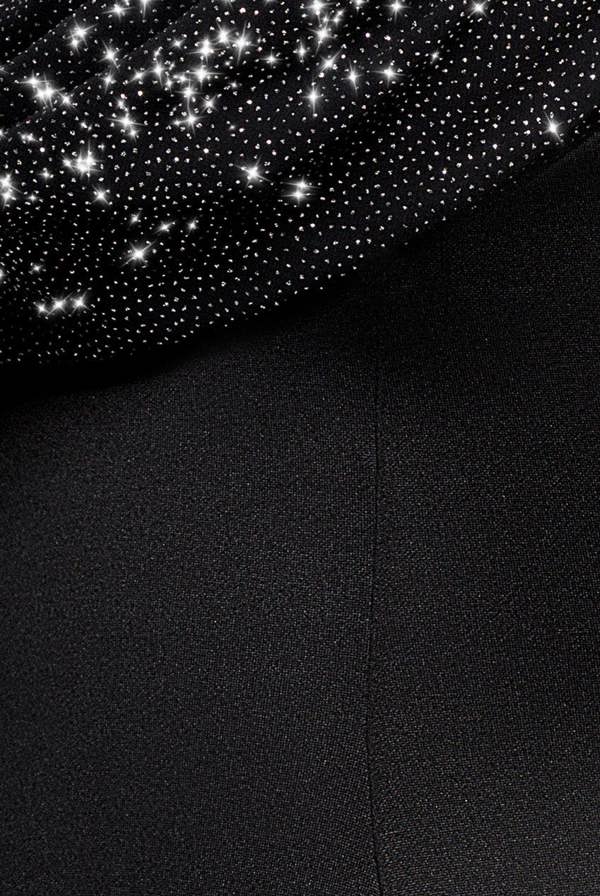 Sparkle Chiffon Cowl Bardot Skater Mini Dress - Black DR4709