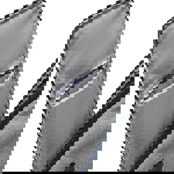 Gray suitcase with open compartment showing interior details on a white background best travel laptop backpack multi-functional