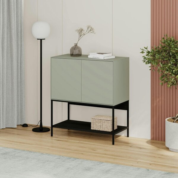 Decortie Amira 80cm Modern Console Table, Small Sideboard with Metal Legs & Push-to-Open Doors