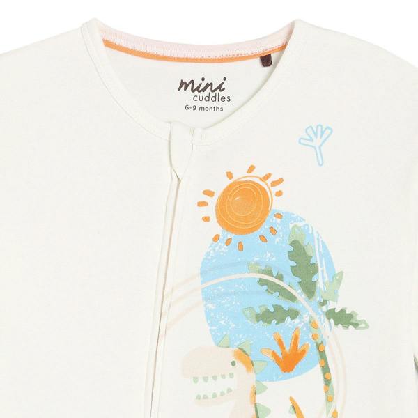 Mini Cuddles Baby Boys Dinosaur Print Romper, Off White