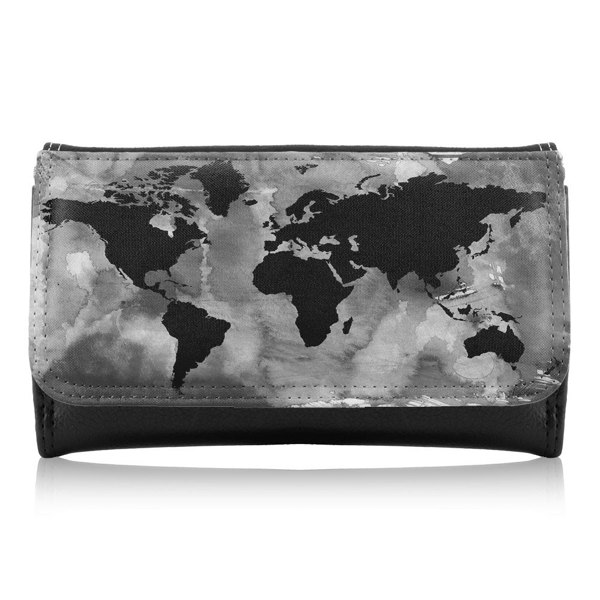 Benjamin Tate Design Black And White World Map Maxi Purse