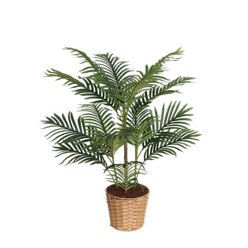 True Products Artificial Mini Palm Tree in Woven Rattan Effect Pot - 85cm