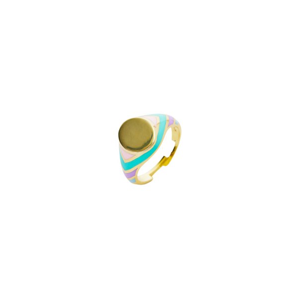 Spero London Enamelled Multicoloured Sterling Silver Circle Signet Ring