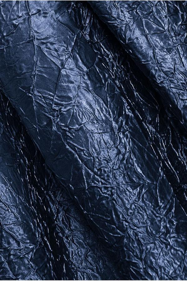 Crushed Satin Sleeveless A Line Midi Dress - Navy Blue DR4551