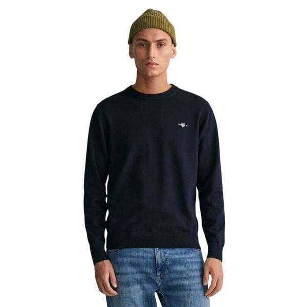 Gant Mens Cotton Crew Neck Jumper - Evening Blue - 