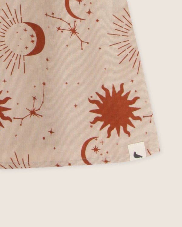 Beige Celestial Print Ruffle Neck Dress - image 5