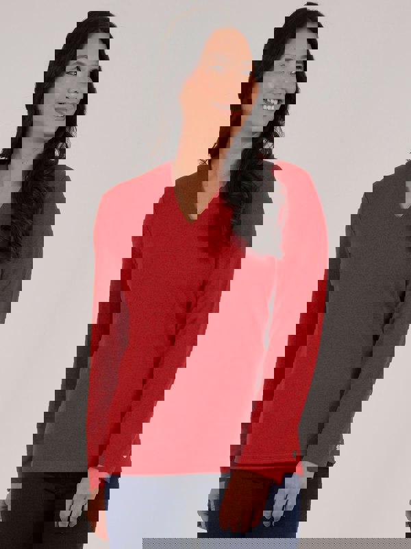 PennyPlain Hi Back V Long Sleeve  - Rust