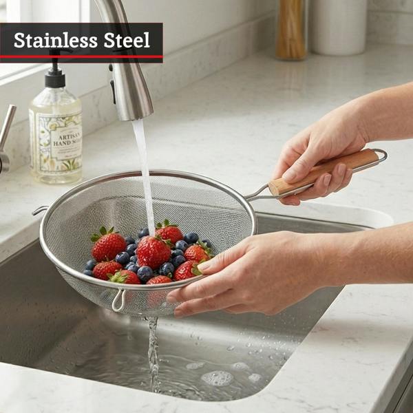 Essentials by Premier Zenigo Large Sieve with Wooden Handle