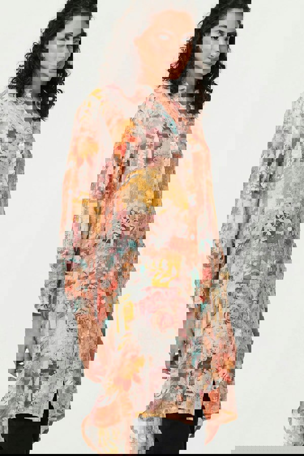 Orange | Abstract Long Sleeve Short Shirt Dress
