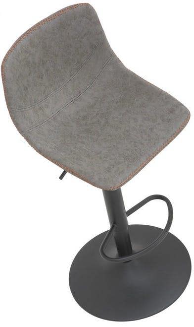 Lamboro Antico Faux Leather Kitchen Bar Stool, Matt Black Stem & Base, Adjustable Gas Lift With Backrest, Breakfast Bar Stool - Grey