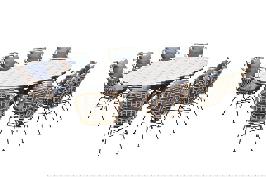Garden Impressions Edison Natural - Eight Seater Oval Dining Suite with Margriet Chairs