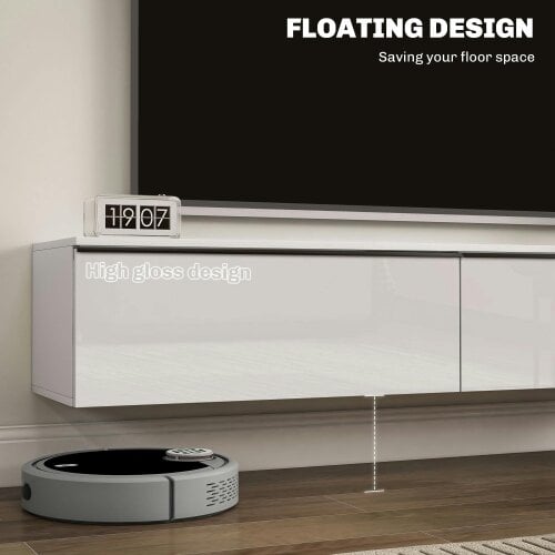 Wyld Haus Disa 160cm High Gloss White Floating TV Cabinet For Screens Up To 70 Inches