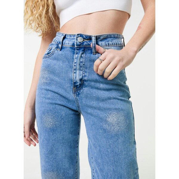 Pink Vanilla High Waist Glitter Jeans