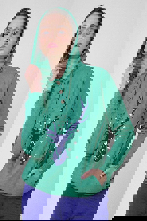 ENORSIA Womens Festive Reindeer Hoodie