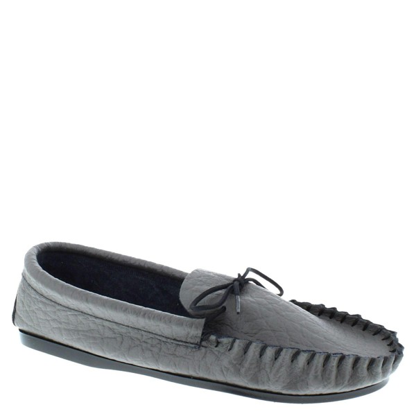 Mokkers Coopers Moccasin Traditional Mens Leather Outdoor Slippers - Dark Grey