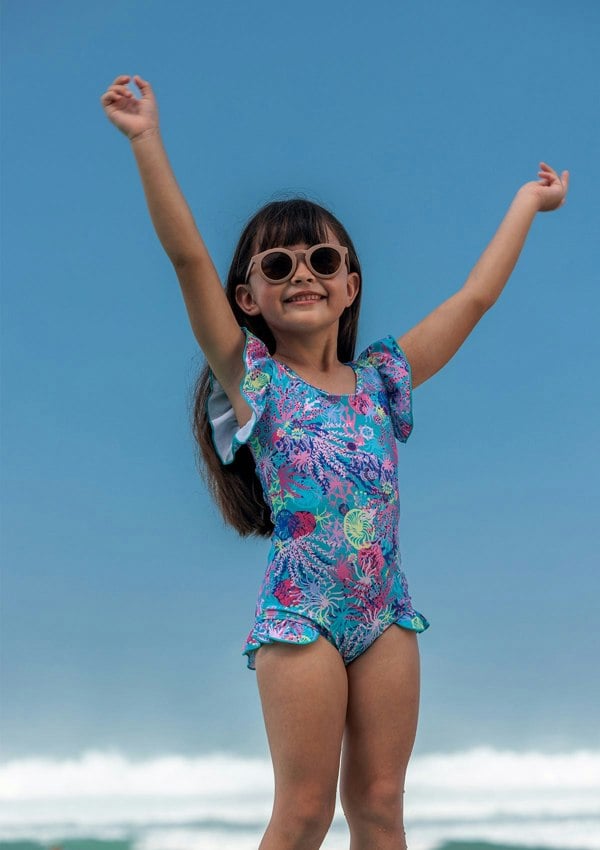 BOARDIES Coral Little Girls Swimsuit