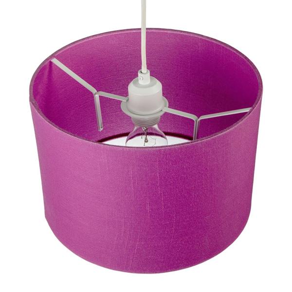 Designer Raspberry rose Textured Linen Fabric Circular Lamp Shade Image 3