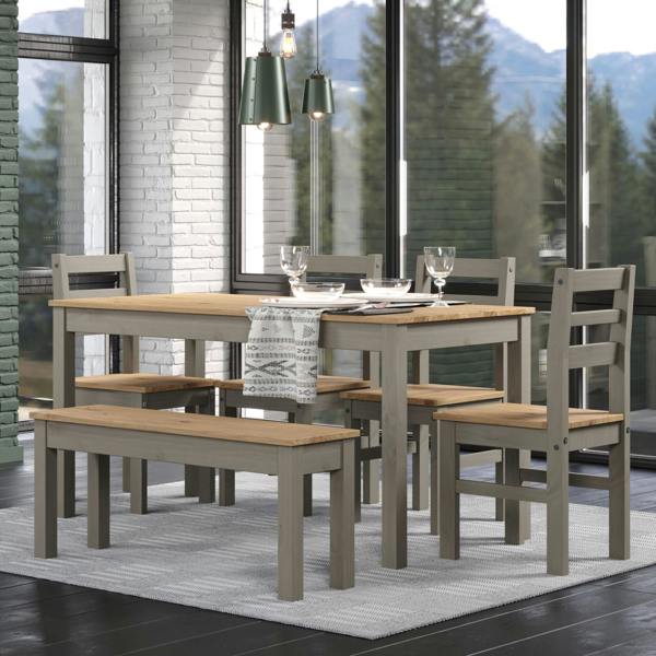 Core Products Linea 6-Piece Dining Set, Table, Bench & 4 Chairs