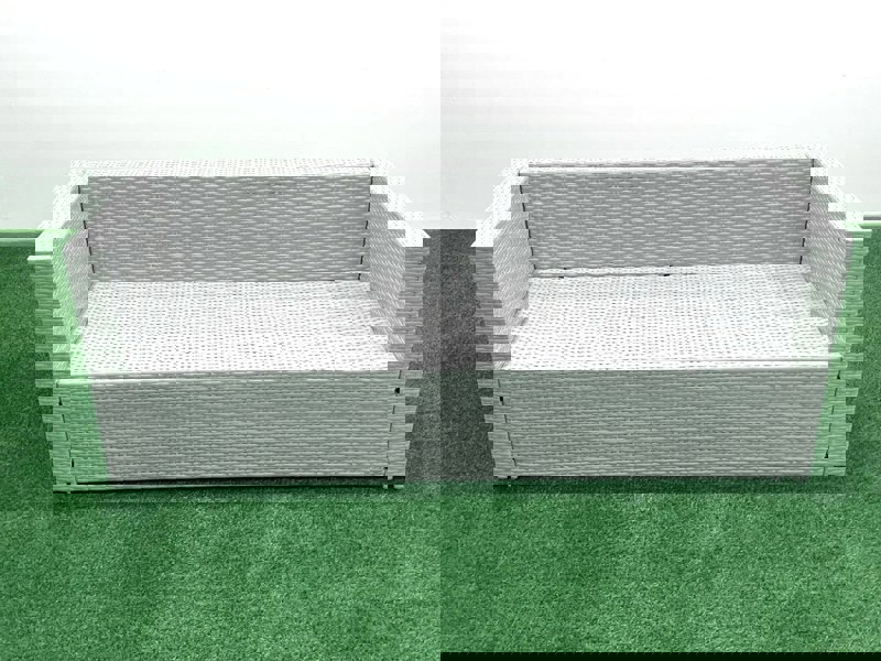 Fimous Outdoor Rattan Garden Furniture Set with Grey Cushions Luxury 5 Seater with Side Table and Coffee Table For Conservatory,Patio
