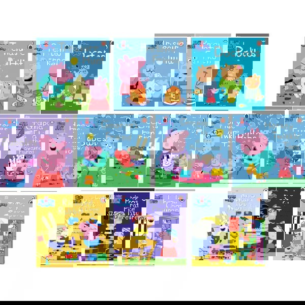 Peppa Pig 10 Book Set George’s Friend, Doctors, Bubbles, Grandpa Pig at the Playground, Richard Rabbit Comes to Play, Pedro’s Pirate Treasure