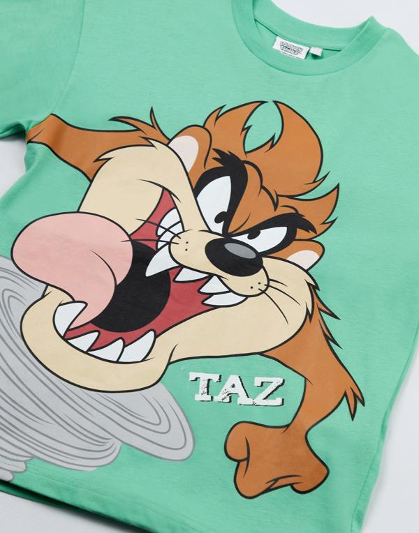Vanilla Underground Looney Tunes Boys Green Taz Short Sleeved T-Shirt