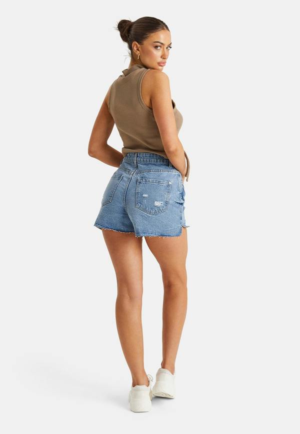 Urban Bliss Split Hem Denim Mom Short