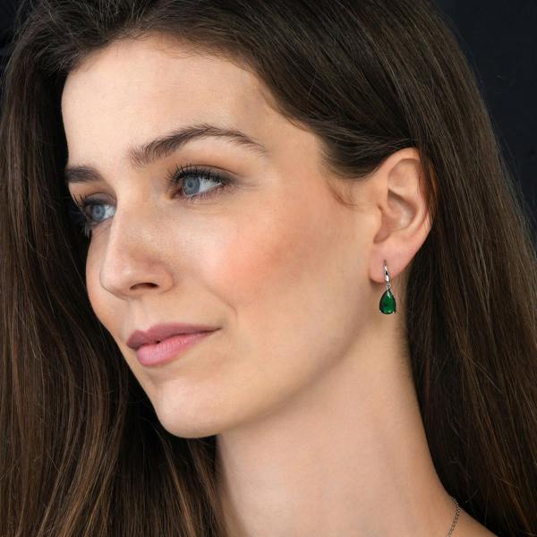 namana 925 Sterling Silver Green Pear Drop Earrings