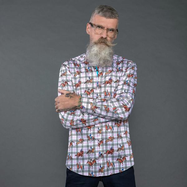 DRESSAGE HORSES CHECK  PRINT SHIRT - Premium Men's Patterned Shirt by Claudio Lugli | Bold Design, Tailored Fit, Best Printed Shirts