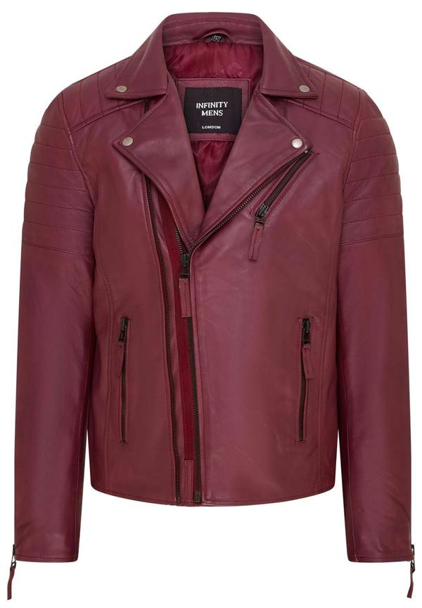 Infinity Leather Mens Brando Double Cross Zip Leather Biker Jacket- Fagernes