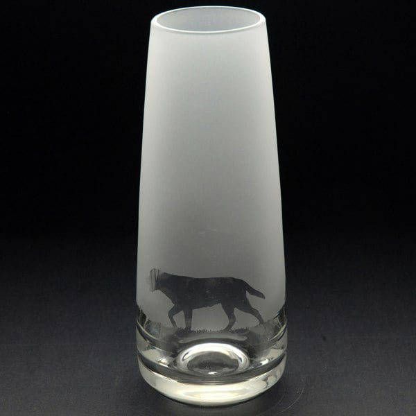 Glyptic Glass Art Labrador Dog Glass Bud Vase - Hand Etched/Engraved Gift