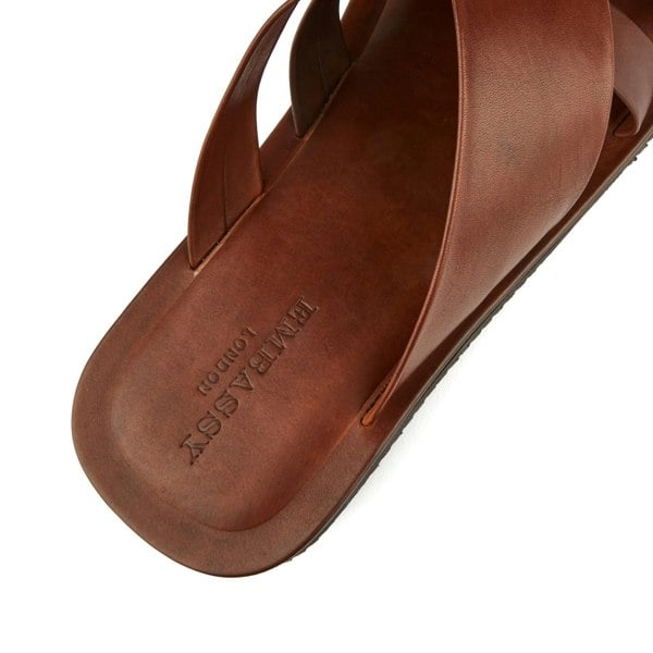 Embassy London Rio - Brown - Men's crossover straps fully leather lined slide sandal