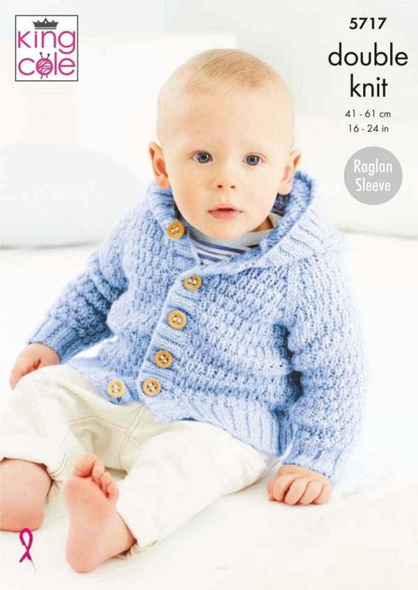 King Cole Big Value Baby DK with a Twist Knitting Pattern 5717, Coats, Hoodies for Baby, 16 - 24 Inches