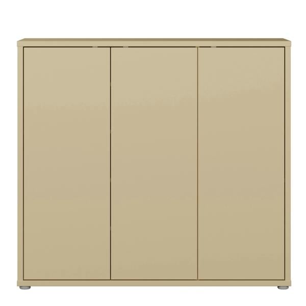 Furniture To Go Alice Springs Shoe Cabinet with 3 Doors Push-to-Open in Butter Yellow