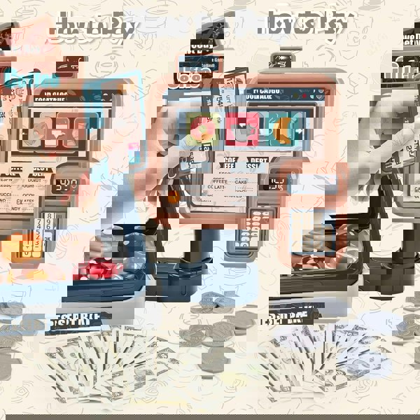 deAO Toys Pretend Kitchen Play Store Coffee Playset