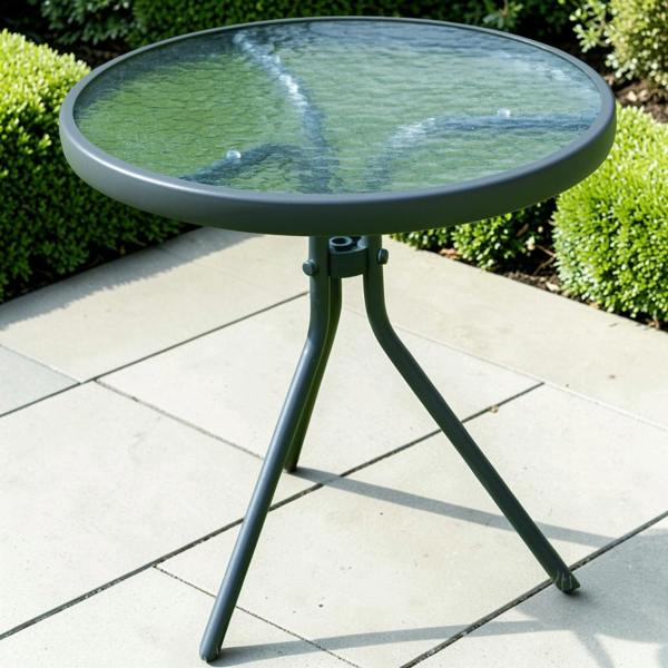 The Garden Marketplace Metal Framed Glass Top Garden Side Table