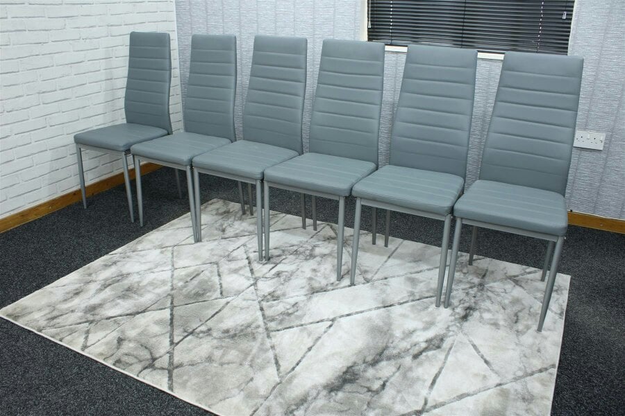 Kosy Koala Leather Dining Chairs Set of 6 Grey Kitchen Chairs