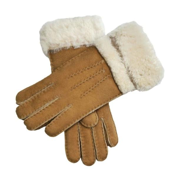 Infinity Leather Womens Genuine Sheepskin Suede Gloves with Roll Up/Down Cuff