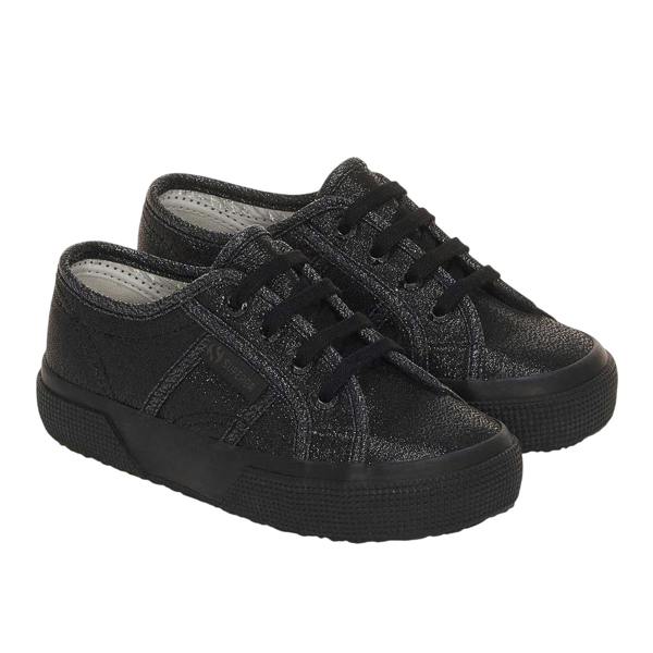 Superga Girls Lamej Canvas Shoes - Total Black Hematite - 