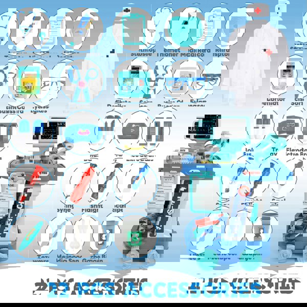 deAO Toys Doctor Kit for Kids, 20 PCS Educational Pretend Medical Station Set, Portable Pretend Role Play Set