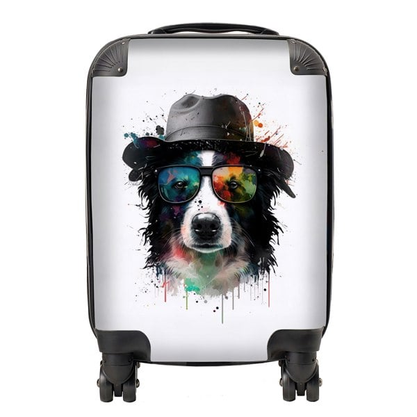 Warren Reed Border Collie Dog Splashart Suitcase