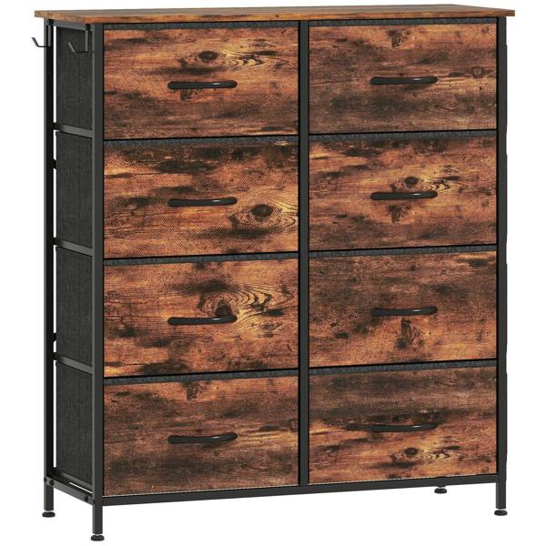 Bobobiy Chest of Eight Fabric Drawers - Rustic Brown