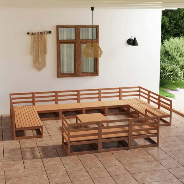 Berkfield 14 Piece Garden Lounge Set Solid Pinewood