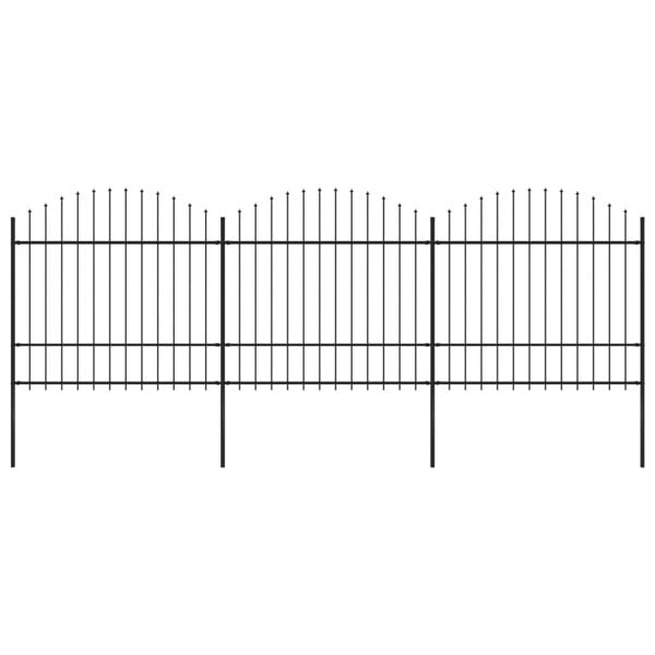 Berkfield Garden Fence with Spear Top Steel (1.5-1.75)x5.1 m Black