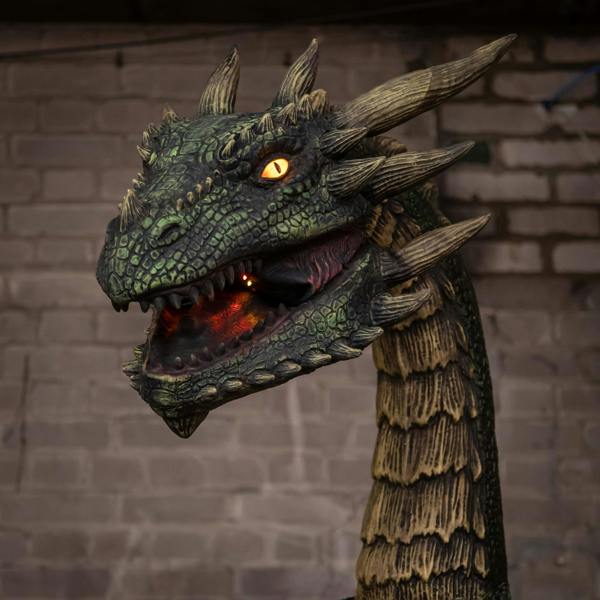 Samuel Alexander 7ft Giant Sized Dark Forest Dragon Halloween Animatronic Decoration with LED Eyes