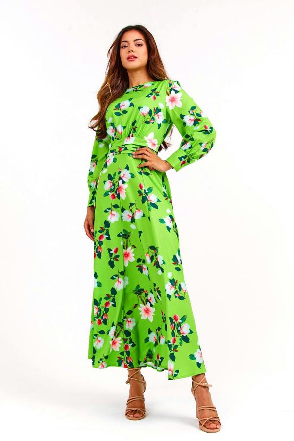 LuvForever Green Floral Long Summer Dress