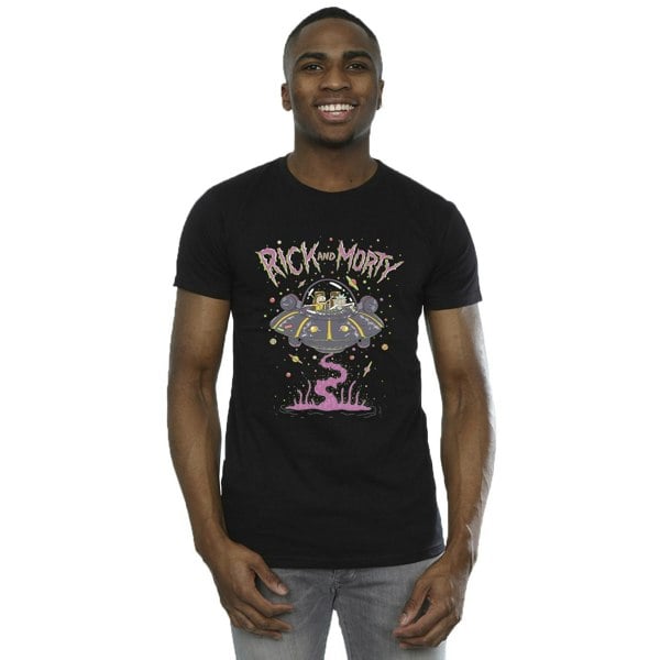 Rick And Morty Mens Pink Spaceship T-Shirt - Black