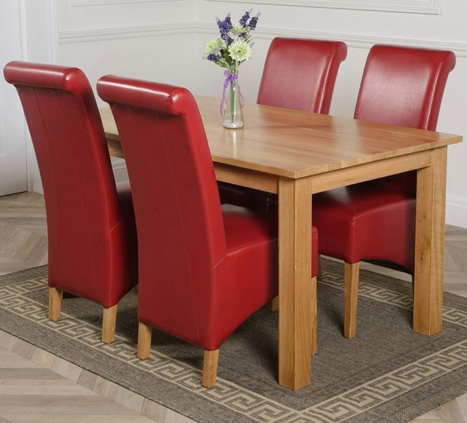 That's Furniture Oslo 150 x 90cm Medium Oak Dining Set with Montana Leather Chairs