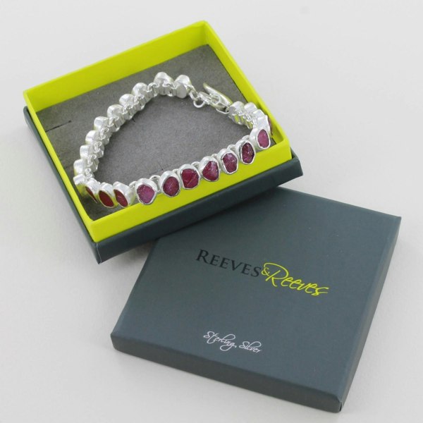 Rough Stone Ruby Bracelet in Sterling Silver - Reeves & Reeves