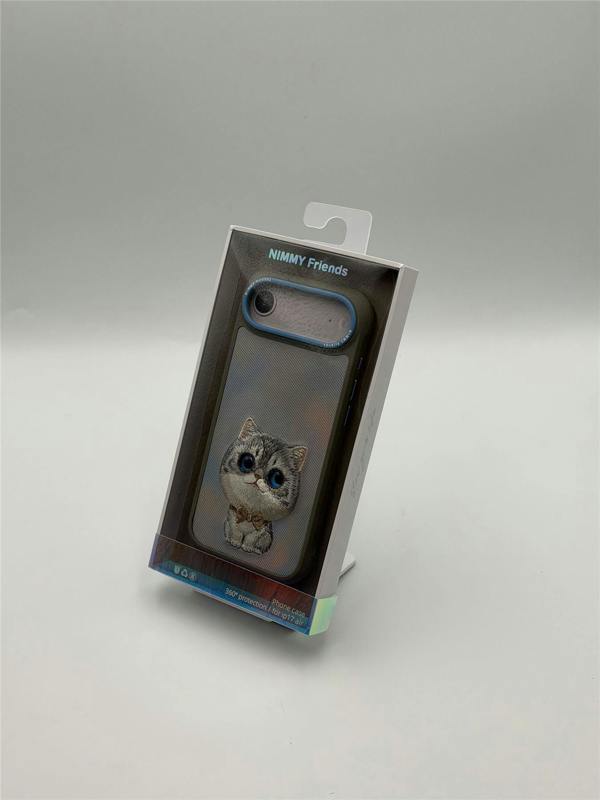 Nimmy Friends Nimmy Big Eye Cute Pet Silver Shaded Cat Case with MagSafe for iPhone 17 Air 6.5" Grey Blue -N-XDY-IP17-AIR-023